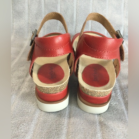 Josef Seibel Tan and Red Leather Platform Sandal EU 37 US 6 to 6.5 - Picture 4 of 13